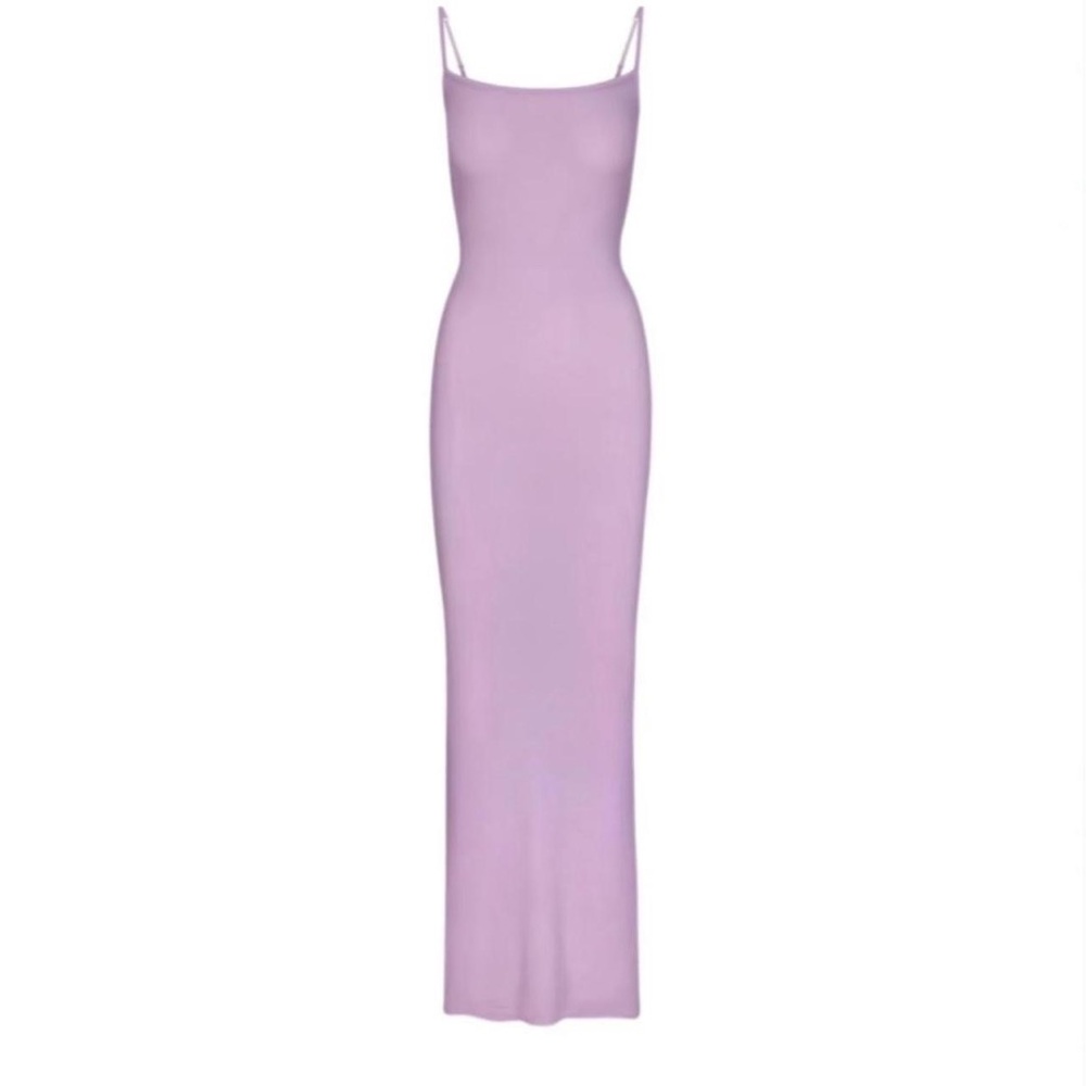 Skims ribbed soft lounge slip dress in orchid